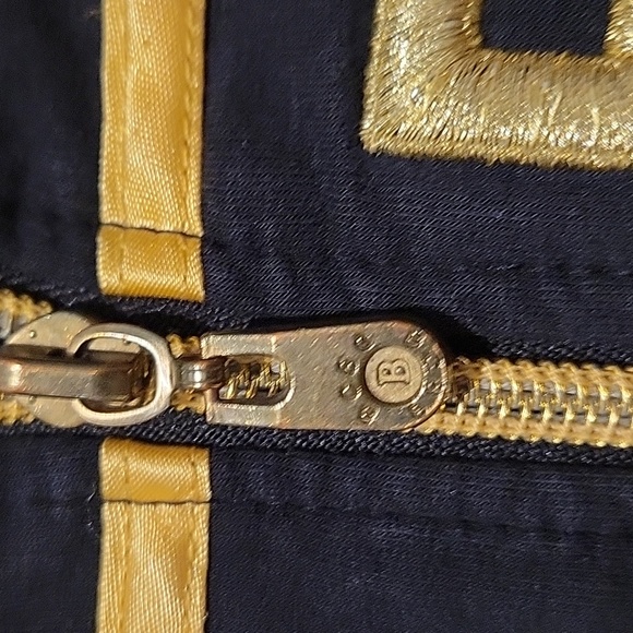 BCBG Max Azria Y2K Women's S Black/Gold Full Zip Spellout Jacket - Picture 3 of 9